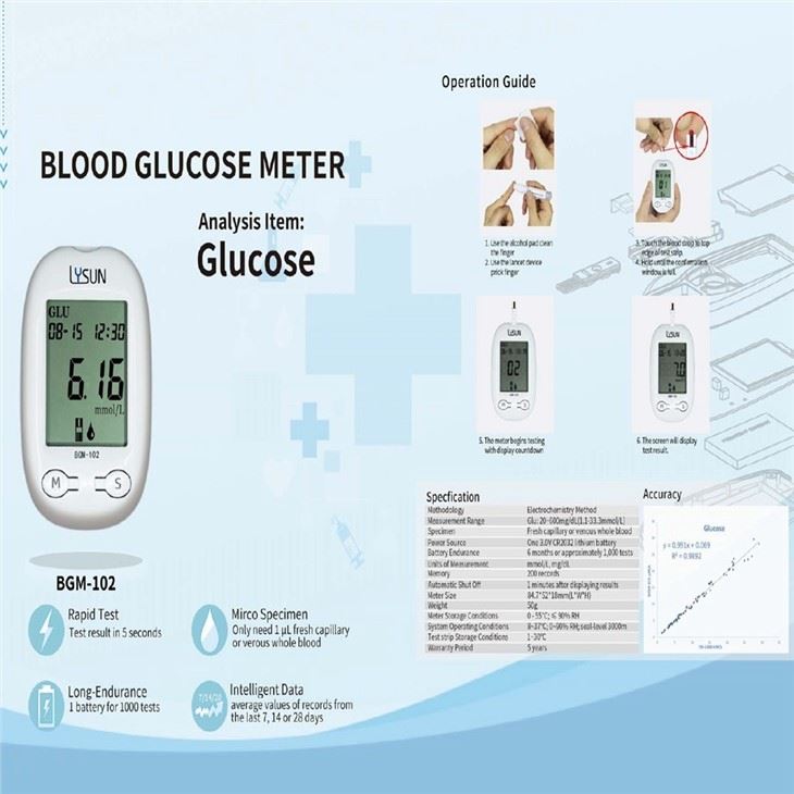 Handheld Customizable Electronic Home Use Glucometer Blood Glucose Meter