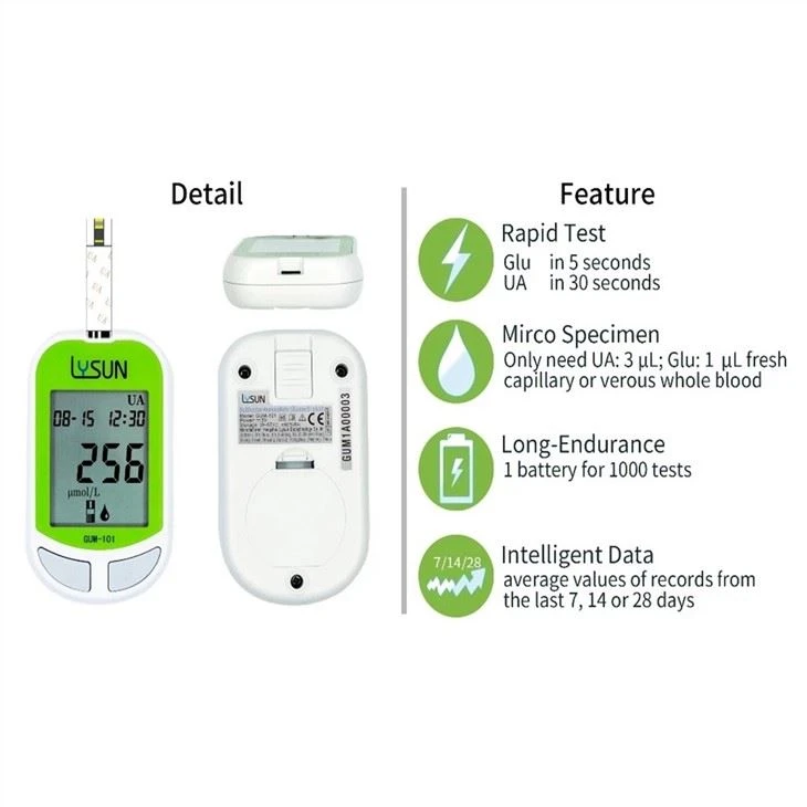 Lysun Hospital Rapid Detection Sugar Testing Uric Acid Meter